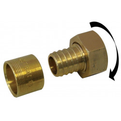 Raccord droit avec écrou libre à glissement laiton F 20 x 27 pour tube en per de marque QUICK PLOMBERIE, référence: B6470300