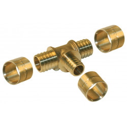 Raccord Té laiton à glissement laiton D.16 pour tube en per de marque Centrale Brico, référence: B6472800