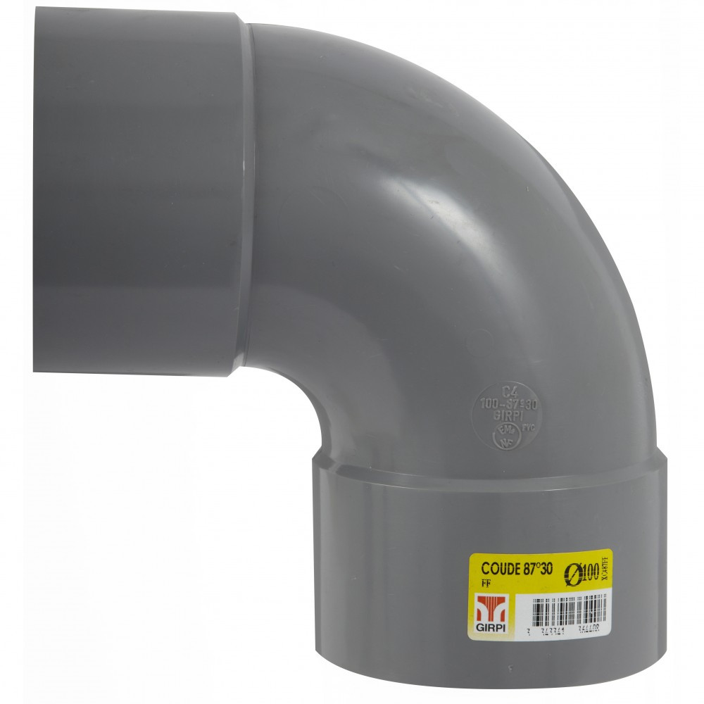 Coude PVC femelle femelle 87° GIRPI D : 100 mm Plastique Intérieur - vue 3