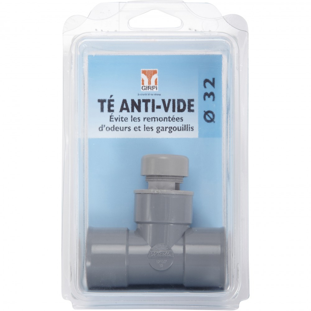 Té antivide en pvc à coller, femelle / femelle, D.32