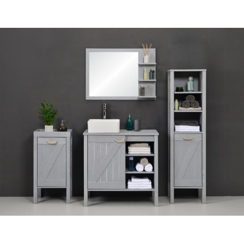 Miroir encadré l.85 x H.60 cm, effet chêne grisé, HOMESIGHT Seaside - Centrale Brico