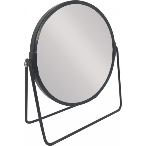 Miroir grossissant x 2 rond à poser, H.16 x l.16 x P.8.5 cm, Basic noir - Centrale Brico