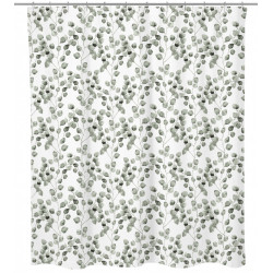 Rideau de douche en textile blanc/vert l.180 x H.200 cm, Ninon de marque Centrale Brico, référence: B6491900