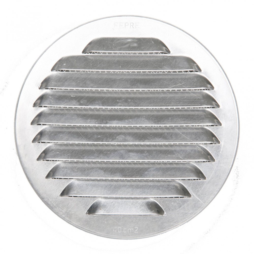 Grille d'aération aluminium naturel Diam.12.5 cm