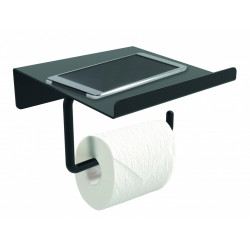 Dérouleur à papier WC métal avec tablette, noir de marque Centrale Brico, référence: B6522500