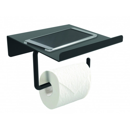 Dérouleur à papier WC métal avec tablette, noir - Centrale Brico