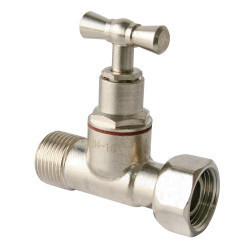 Robinet d'arrêt WC à clapet droit laiton nickelé de marque Centrale Brico, référence: B6523300