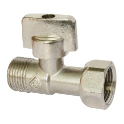 Robinet d'arrêt WC à clapet droit laiton nickelé de marque Centrale Brico, référence: B6523400