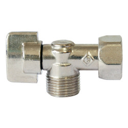 Robinet d'arrêt WC à clapet en équerre laiton nickelé de marque Centrale Brico, référence: B6523600