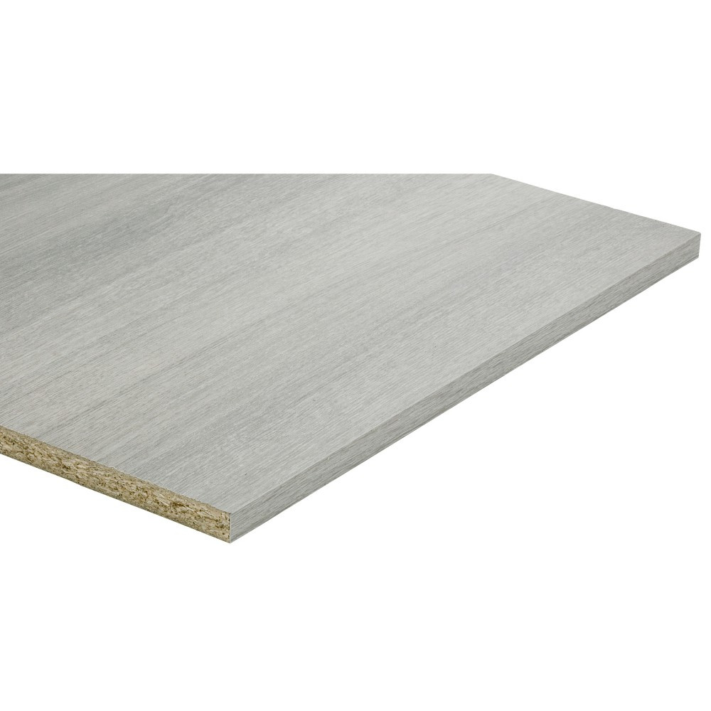 Tablette MDF mélaminé imitation chêne grisé, L.250 x l.50 cm x Ep.18 mm