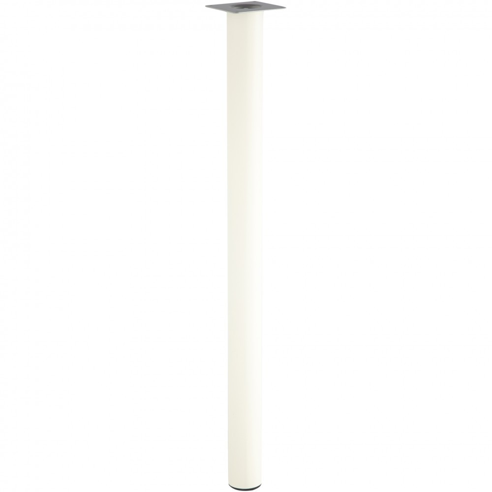Lot de 4 pieds de table cylindrique fixes métal époxy blanc, 71 cm