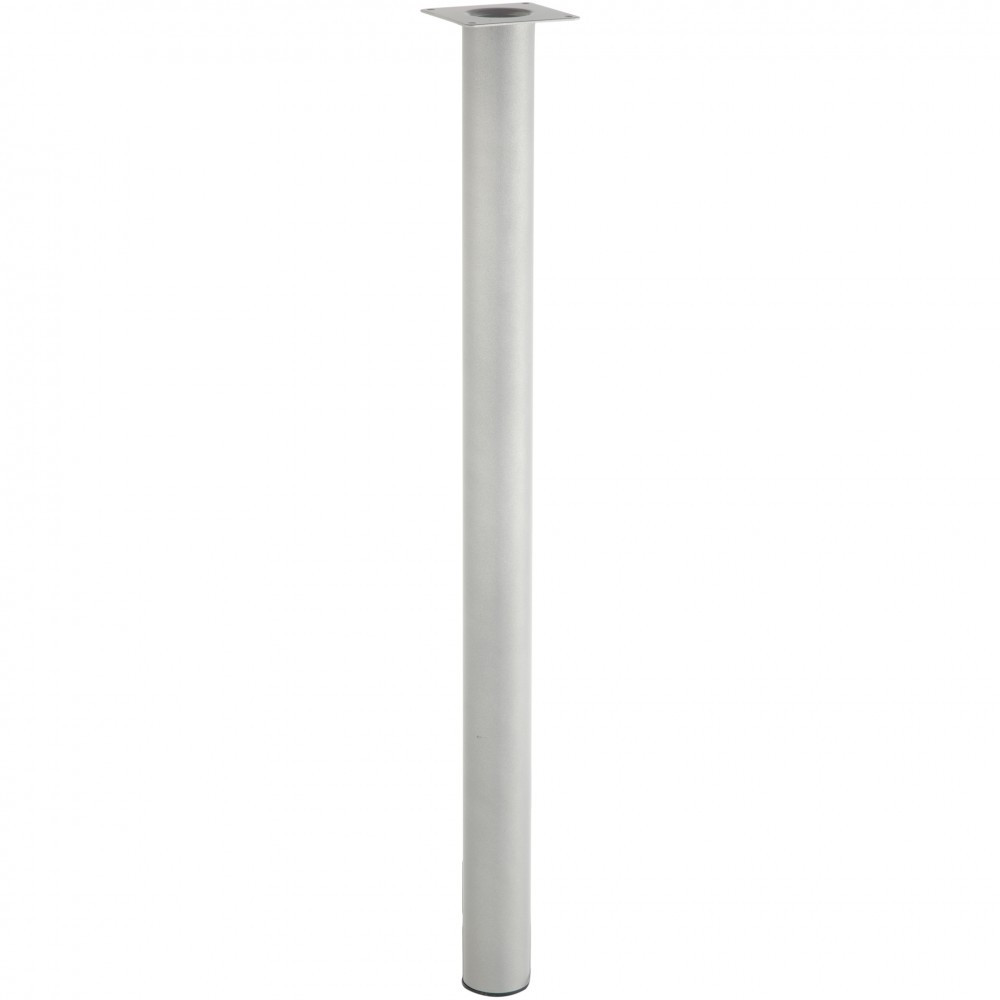 Lot de 4 pieds de table cylindrique fixes métal époxy gris, 71 cm