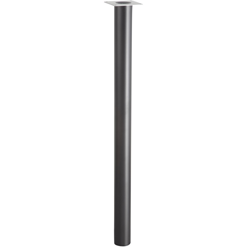 Lot de 4 pieds de table cylindrique fixes métal époxy noir, 71 cm