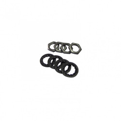 Lots de 4 écrous + 4 rondelles TIBELEC, métal, noir et gris de marque Centrale Brico, référence: B6547200