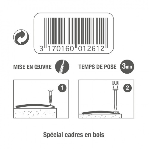 Lot 4 tournettes à visser pour cadres en bois LE CROCHET FRANCAIS L.50 x l.9 mm - Centrale Brico