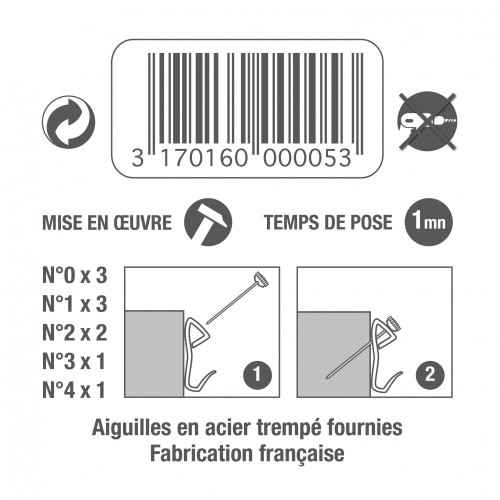 LE CROCHET FRANÇAIS Lot de 10 crochets et aiguilles pour tableau lé