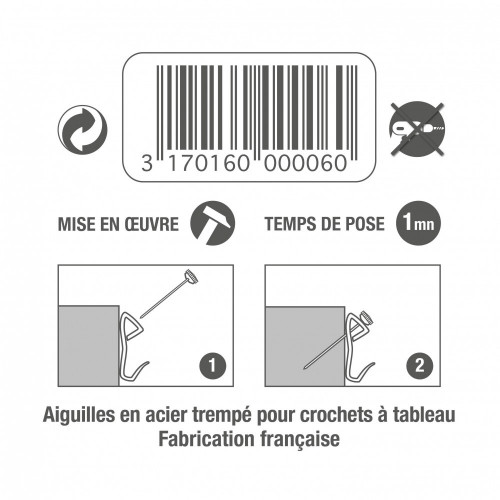 Lot de 20 aiguilles de rechange pour crochets acier LE CROCHET FRANCAIS L.25 - LE CROCHET FRANCAIS