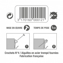 Lot de 3 crochets pour cadres lourds LE CROCHET FRANCAIS L.20 x l.38 mm - LE CROCHET FRANÇAIS