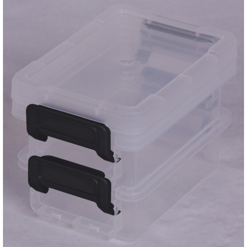 lot de 2 boîtes IRIS plastique transparent l.8.2 x P.12.2 x H.4.4 cm cm - Centrale Brico