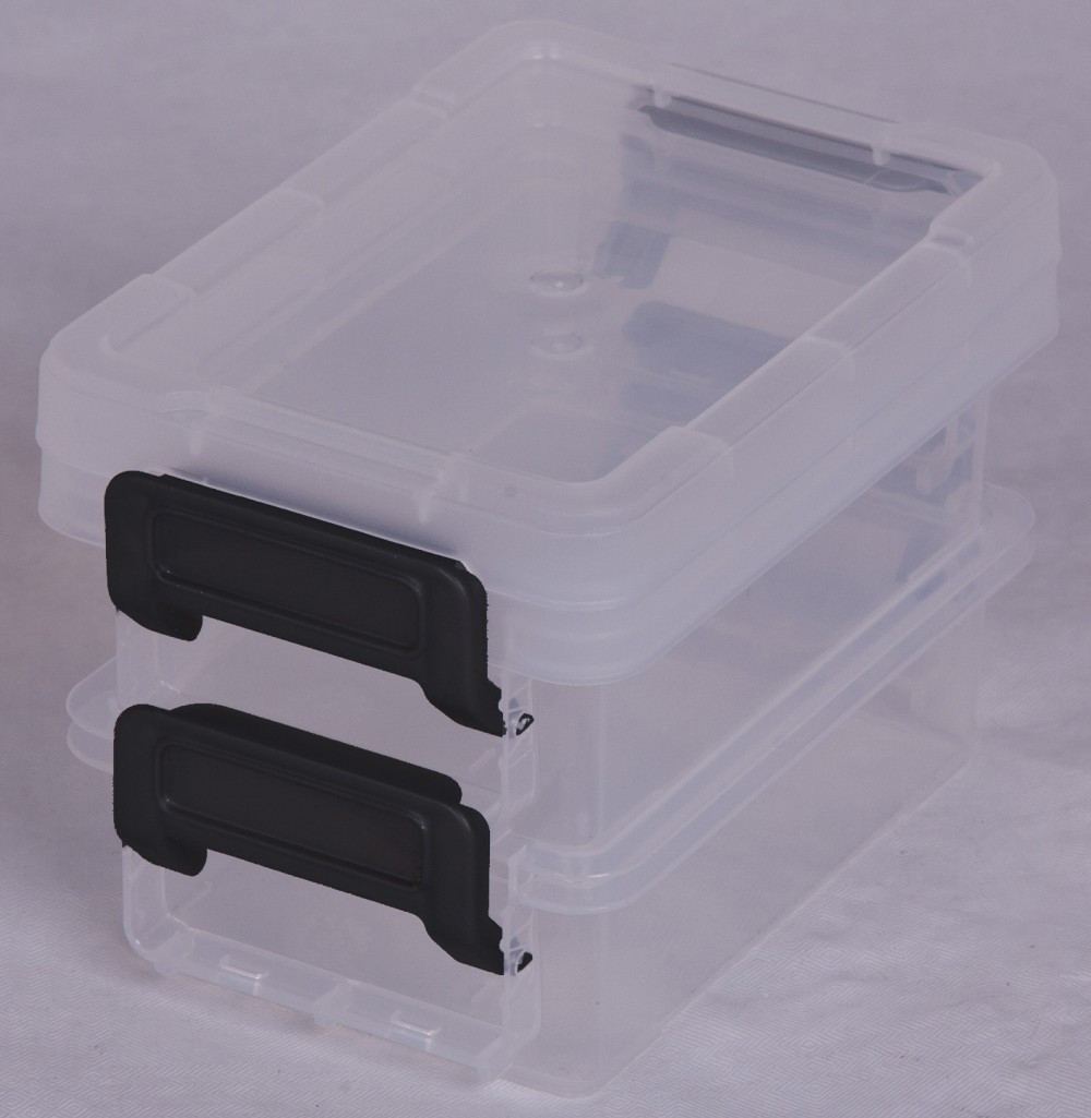 Lot de 2 boîtes IRIS plastique transparent l.8.2 x P.12.2 x H.4.4 cm cm