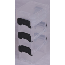 lot de 3 boites IRIS plastique transparent l.6.5 x P.9 x H.5.5 cm cm de marque Centrale Brico, référence: B6557500