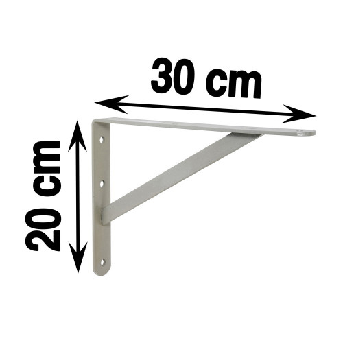 Equerre Dolmen acier epoxy gris, H.20 x P.30 cm - Centrale Brico