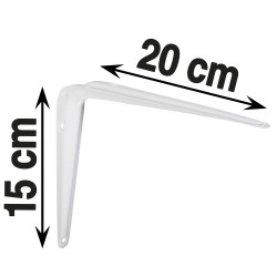 Equerre Emboutie acier epoxy blanc, H.15 x P.20 cm - Centrale Brico