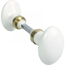 Lot de 2 boutons de porte Porcelaine porcelaine de limoges laitonné de marque Centrale Brico, référence: B6570800