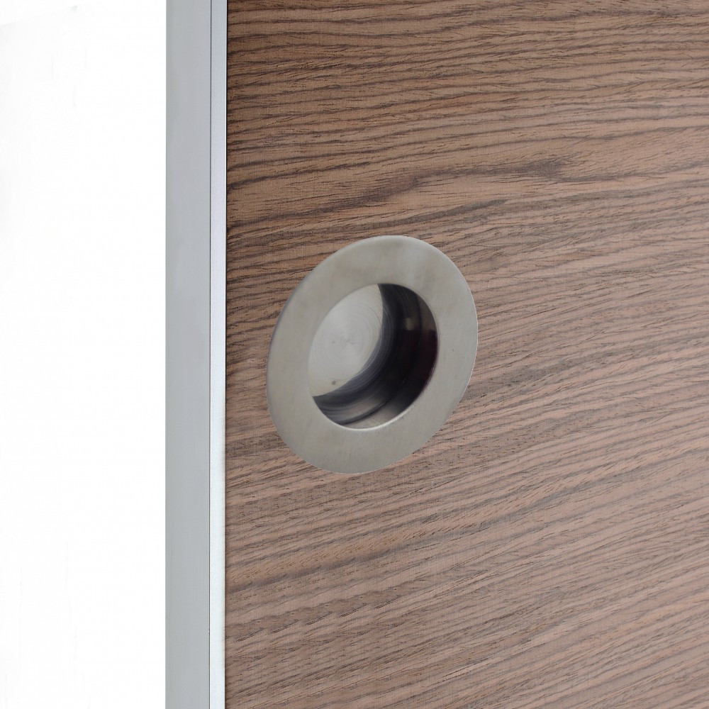 Poignée porte coulissante rond inox brossé