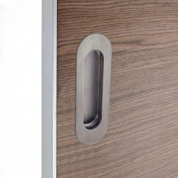 Poignée porte coulissante ronde acier inoxydable brossé, gris de marque Centrale Brico, référence: B6571900