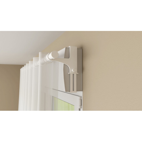 Lot de 2 supports sans perçage pour barre à rideau caisson volet,20/28 mm blanc laqué - Centrale Brico