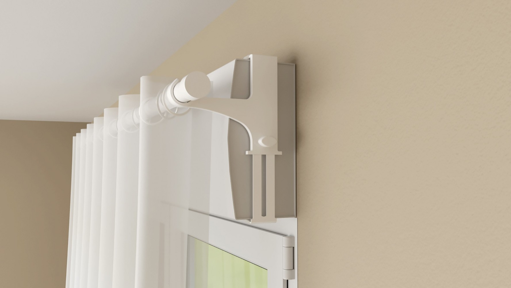 Lot de 2 supports sans perçage pour barre à rideau caisson volet,20/28 mm blanc laqué