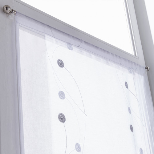Voilage LINDER Gris 55x120 Cm - 100% Polyester, Passe-tringle - Vendu Par Paire