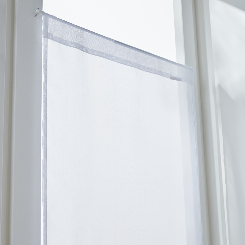 Paire de vitrages transparent, Idealis blanc l.45 x H.90 cm
