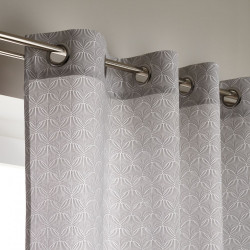 Rideau tamisant, coton, Clara gris et blanc l.140 x H.260 cm - Centrale Brico