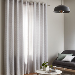 Rideau tamisant, coton, Clara gris et blanc l.140 x H.260 cm - Centrale Brico