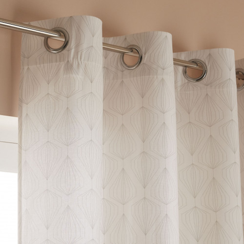 Rideau tamisant, coton, Diams blanc et gris l.140 x H.260 cm - Centrale Brico