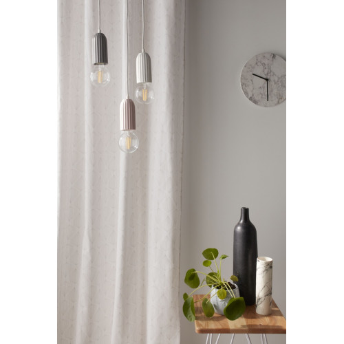 Rideau tamisant, coton, Diams blanc et gris l.140 x H.260 cm - Centrale Brico