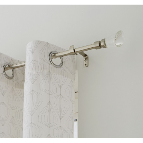 Rideau tamisant, coton, Diams blanc et gris l.140 x H.260 cm - Centrale Brico