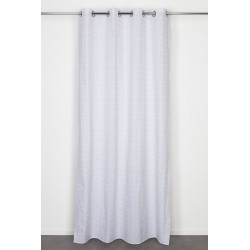 Rideau tamisant, coton, Diams blanc et gris l.140 x H.260 cm - Centrale Brico