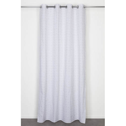 Rideau tamisant, coton, Diams blanc et gris l.140 x H.260 cm - Centrale Brico