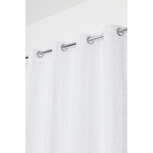 Rideau tamisant, coton, Diams blanc et gris l.140 x H.260 cm - Centrale Brico