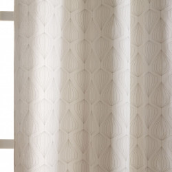 Rideau tamisant, coton, Diams blanc et gris l.140 x H.260 cm - Centrale Brico
