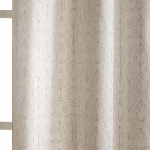 Rideau tamisant, coton, Diams blanc et gris l.140 x H.260 cm - Centrale Brico