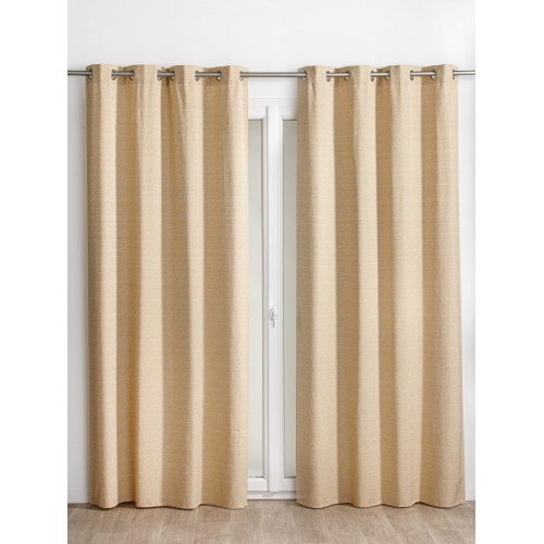 Rideau tamisant, Desert marbrures jaune l.140 x H.260 cm - Centrale Brico