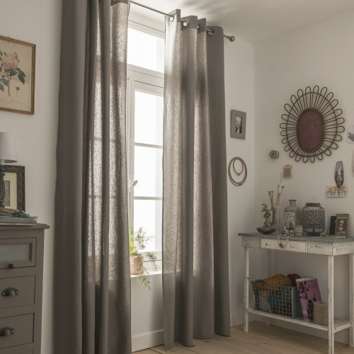 Rideau tamisant, Metis taupe l.135 x H.260 cm LINDER - LINDER