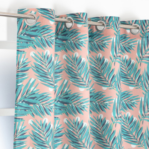 Rideau tamisant, Naho rose et vert l.135 x H.260 cm - Centrale Brico