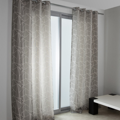 Rideau tamisant, Tango gris et blanc l.140 x H.250 cm - Centrale Brico