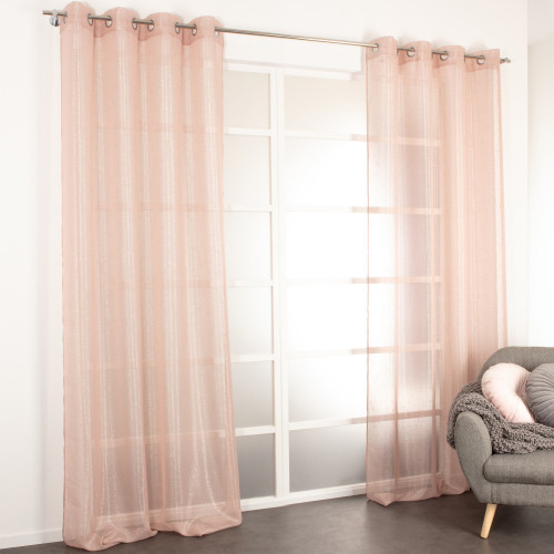 Voilage transparent, Briana rose argent l.135 x H.260 cm - Centrale Brico