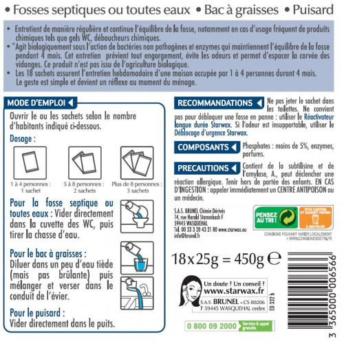 Entretien hebdomadaire pour fosses 4 mois STARWAX 0.45 kg - Starwax
